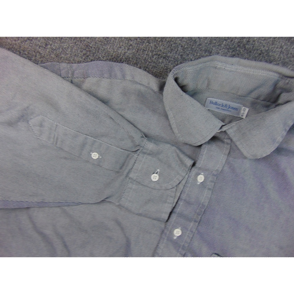 Bullock & Jones Dress Shirt‎ Mens 16.5x33 Gray Stripe Button Down Long Sleeve